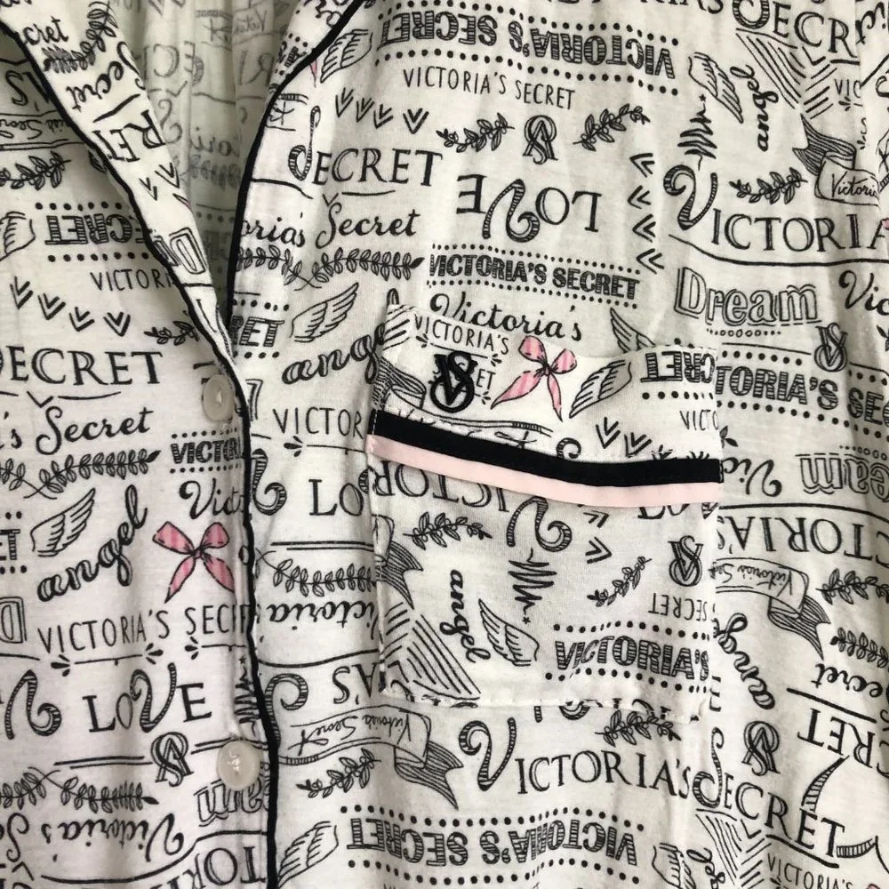 Victoria's Secret Script Print Nightgown Sleep Shirt Medium
